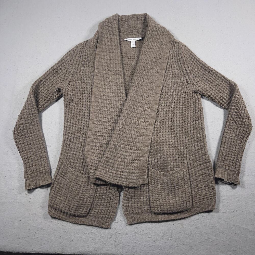 Autumn Cashmere Sweater Womens‎ Small Waffle Knit Open Front Cardigan Pockets